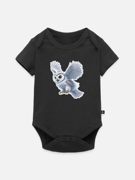 Eulenflug Sticker - Baby Premium Kurzarmbody - Schwarz