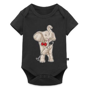 Elephant Singer Microphone Singing - Baby Premium short-sleeve bodysuit - black - Front