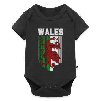 Flagge von Wales, walisischer Stolz - Baby Premium Kurzarmbody - Schwarz - Vorne