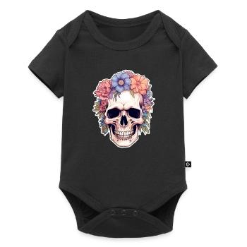 Human Skull & Flowers 14 - Baby Premium short-sleeve bodysuit - black - Front