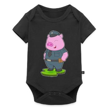 Cochon Policier Police - Body à manches courtes Premium Bébé - noir - Devant