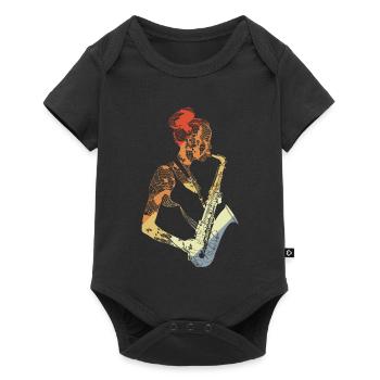 Saxophonist Drawing Vintage - Baby Premium short-sleeve bodysuit - black - Front