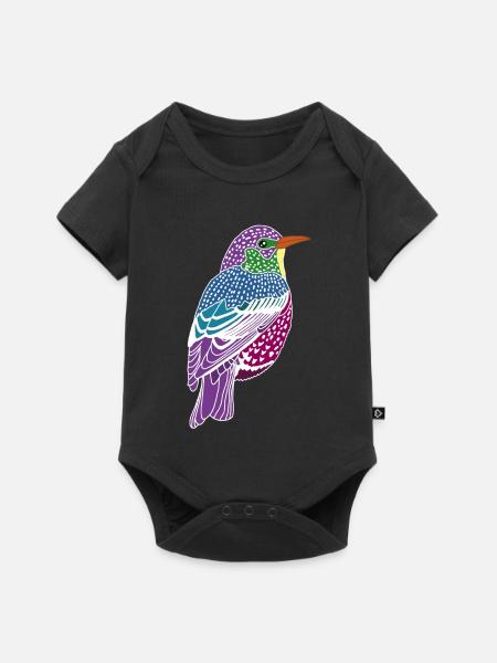 Mehrfarbiger Vogel - Baby Premium Kurzarmbody - Schwarz
