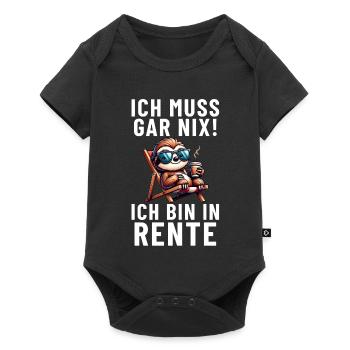 Ich muss gar nix! ich bin in Rente Faultier - Baby Premium Kurzarmbody - Schwarz - Vorne