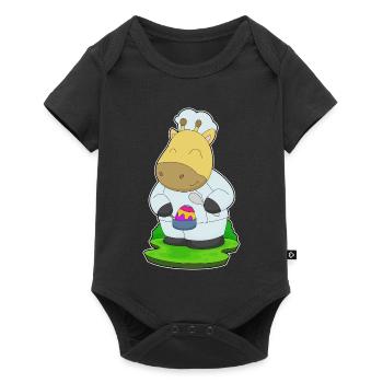 Giraffe Ostern Kochen - Baby Premium Kurzarmbody - Schwarz - Vorne