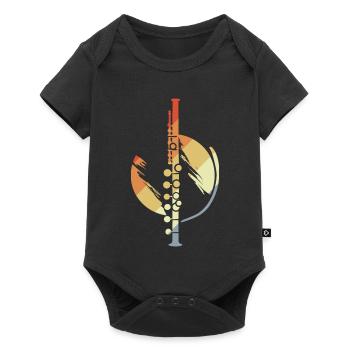 Retro Flutes Sketch - Baby Premium short-sleeve bodysuit - black - Front