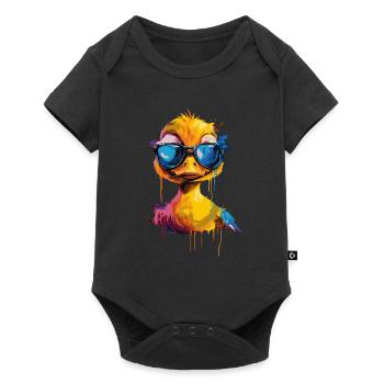 Canard en caoutchouc Cooole avec lunettes de soleil - Body à manches courtes Premium Bébé - noir - Devant