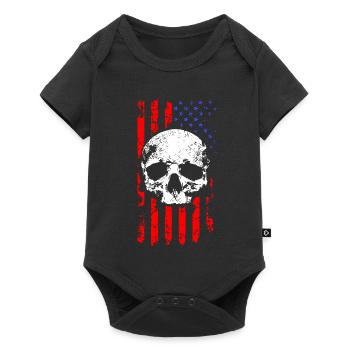 American Flag Skull - Baby Premium short-sleeve bodysuit - black - Front