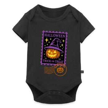 Timbre-poste - Citrouille d'Halloween avec chapeau magique - Body à manches courtes Premium Bébé - noir - Devant