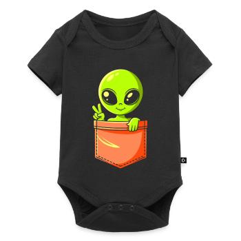 Green Alien in Breast Pocket - Peace - Baby Premium short-sleeve bodysuit - black - Front