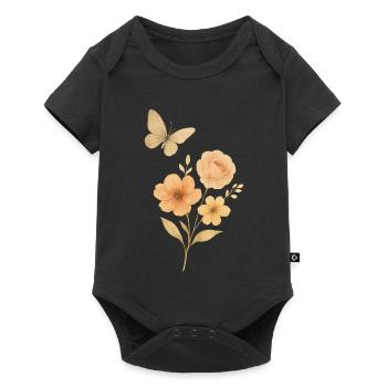 Pastel flowers with butterfly - Baby Premium short-sleeve bodysuit - black - Front