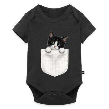 Cat Pocket peeks cute cat in the pocket - Baby Premium short-sleeve bodysuit - black - Front