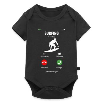 surfing is calling - Baby Premium short-sleeve bodysuit - black - Front