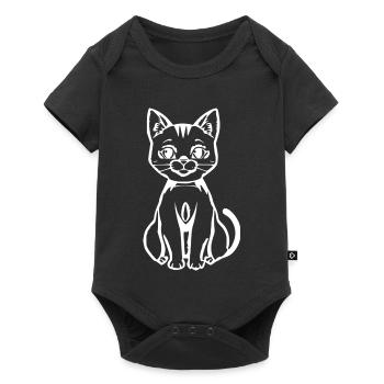 Chat Blanc Blanc Chaton T-shirt Cadeau - Body à manches courtes Premium Bébé - noir - Devant