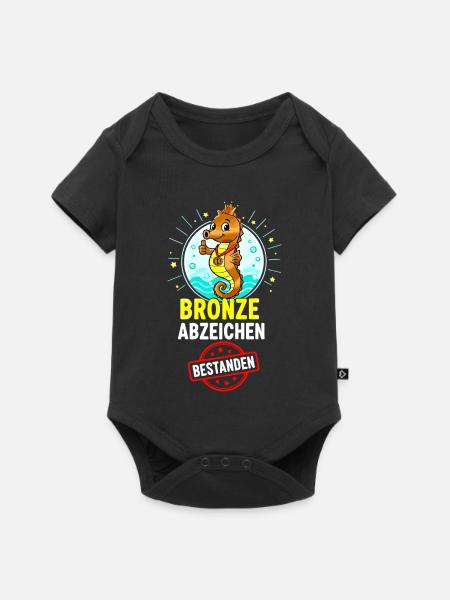 Bronze Seepferdchen Abzeichen  - Baby Premium Kurzarmbody - Schwarz