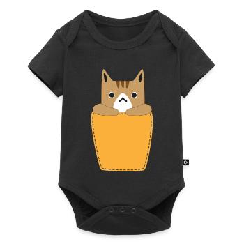 Poche poitrine avec chat - Body à manches courtes Premium Bébé - noir - Devant