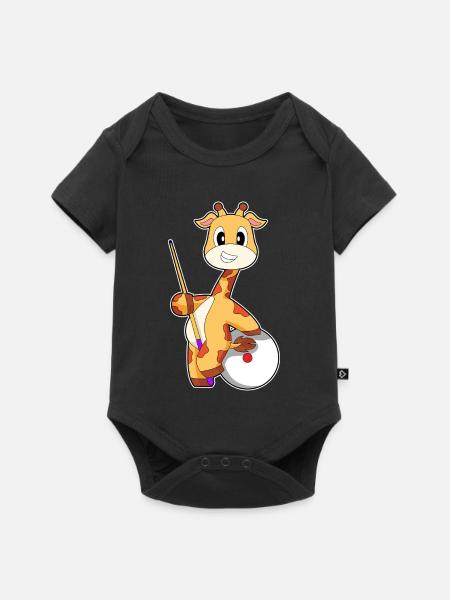 Giraffe Billiard Queue Sport - Baby Premium Kurzarmbody - Schwarz