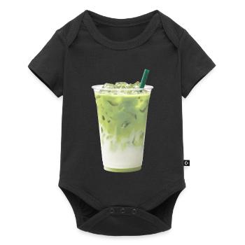 Latte au lait matcha vert frais - Body à manches courtes Premium Bébé - noir - Devant