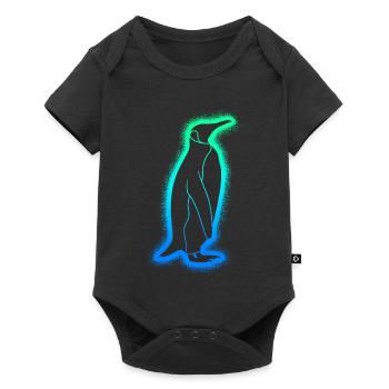 Pinguine Kinder Herren Jungen Pinguin - Baby Premium Kurzarmbody - Schwarz - Vorne