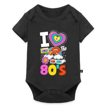 Retour rétro au design vintage des années 80 - Body à manches courtes Premium Bébé - noir - Devant