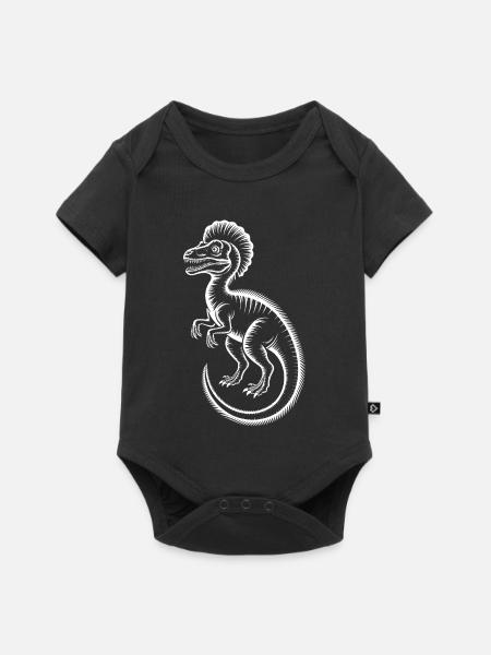 Velociraptor Linienzeichnung - Baby Premium Kurzarmbody - Schwarz