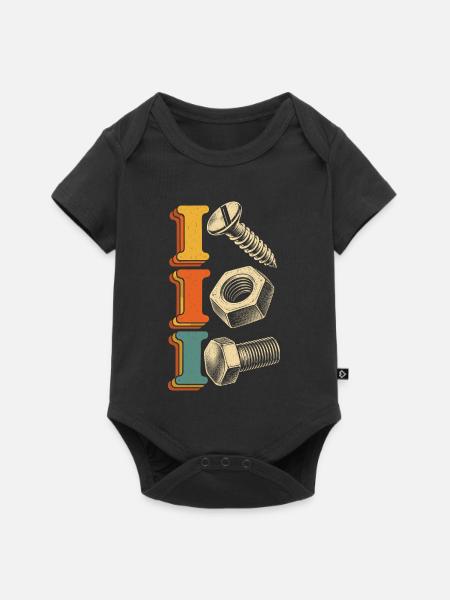 Industrielle Schraubenbuchstaben - Baby Premium Kurzarmbody - Schwarz