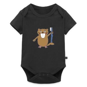 Rat beaver gift children toothbrush toothbrush - Baby Premium short-sleeve bodysuit - black - Front