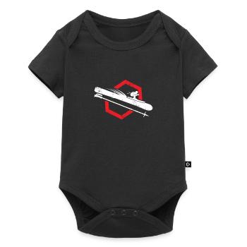 Ski Kinder Sport Langlauf Geschenk - Baby Premium Kurzarmbody - Schwarz - Vorne