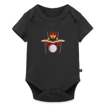 Funny emoji drummer design - Baby Premium short-sleeve bodysuit - black - Front