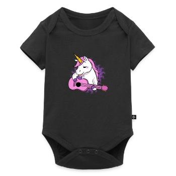 Musik Einhorn Gitarre Banjo Ukulele Geschenk Idee - Baby Premium Kurzarmbody - Schwarz - Vorne