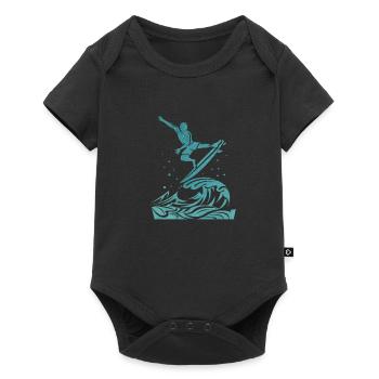 Surfer Wellenreiter - Baby Premium Kurzarmbody - Schwarz - Vorne