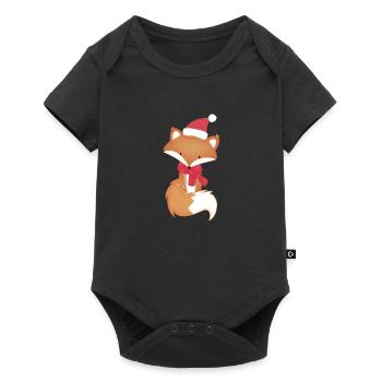 Winter Fuchs Schal Weihnachten Kawaii Süß Geschenk - Baby Premium Kurzarmbody - Schwarz - Vorne