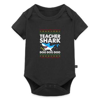 Teachershark hässliches Strickjackegeschenk - Baby Premium Kurzarmbody - Schwarz - Vorne