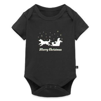 Weihnachten – Weihnachtspullover – Husky - Baby Premium Kurzarmbody - Schwarz - Vorne