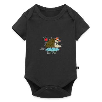Skateboard Igel Skateboarding Freestyle Hobby Kind - Baby Premium Kurzarmbody - Schwarz - Vorne