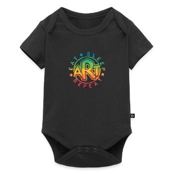 Art Kunst : Eat Sleep Art Repeat - Baby Premium Kurzarmbody - Schwarz - Vorne