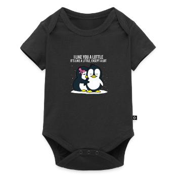 I like you a lottle penguin love couples gift - Baby Premium short-sleeve bodysuit - black - Front