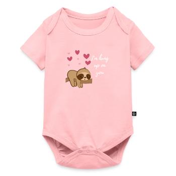 Sloth sloths - hearts - valentines day - branch - Baby Premium short-sleeve bodysuit - rose - Front