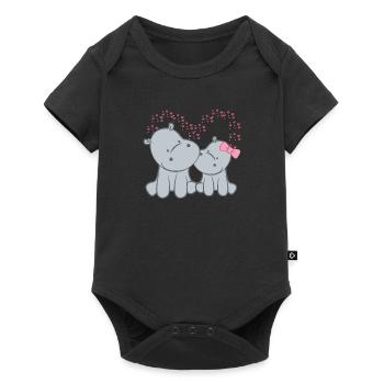 Hippopotame - Hippopotame - Hippopotame - Couple - Coeur - Body à manches courtes Premium Bébé - noir - Devant