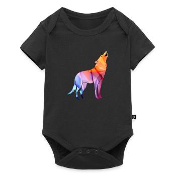 Heulender Polygon Wolf - Baby Premium Kurzarmbody - Schwarz - Vorne
