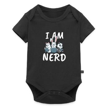 Nerd Read Video Game Internet Rabbit Cat Panda - Baby Premium short-sleeve bodysuit - black - Front