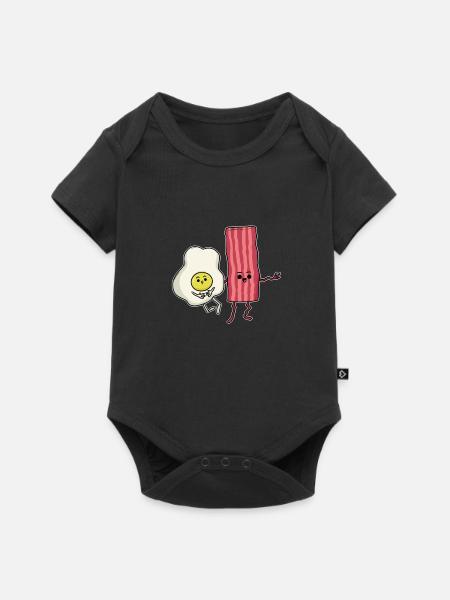 Cartoon cartoon ham egg breakfast idea - Baby Premium short-sleeve bodysuit - black