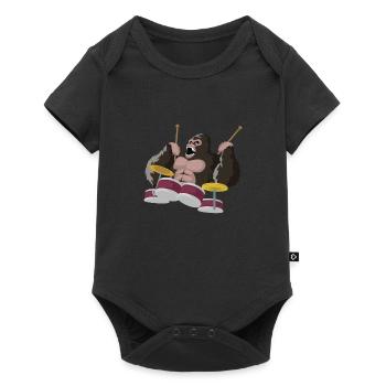 Le gorille joue de la batterie - Body à manches courtes Premium Bébé - noir - Devant