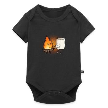 Marshmallow Man et feu cadeau de camping - Body à manches courtes Premium Bébé - noir - Devant