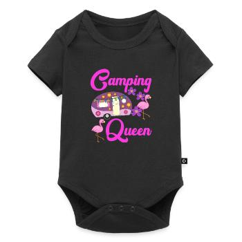Camping Queen Flamingo Caravan Camper Gift - Body à manches courtes Premium Bébé - noir - Devant