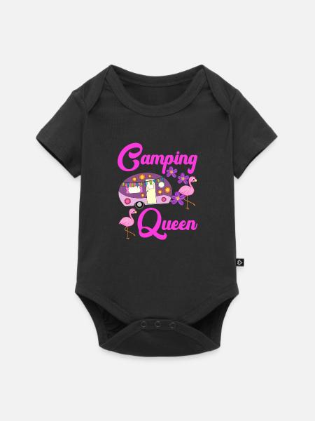 Camping Queen Flamingo Caravan Camper Gift - Baby Premium short-sleeve bodysuit - black