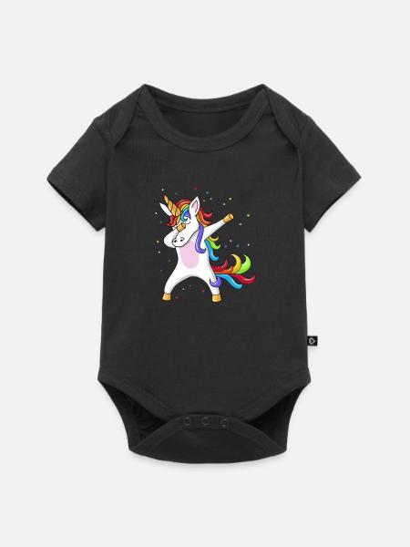 Dabbing Unicorn glitter - Premium kortærmet baby-body  - sort