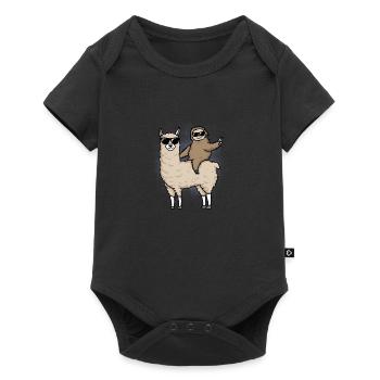 cadeau de lama et paresse - Body à manches courtes Premium Bébé - noir - Devant