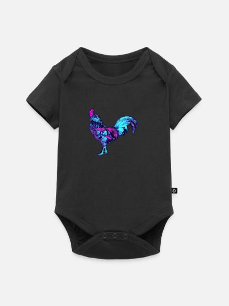 Bunter Hahn Hahn - Baby Premium Kurzarmbody - Schwarz