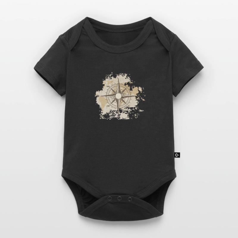 Tattered Old World Map Compass Baby Premium short-sleeve bodysuit